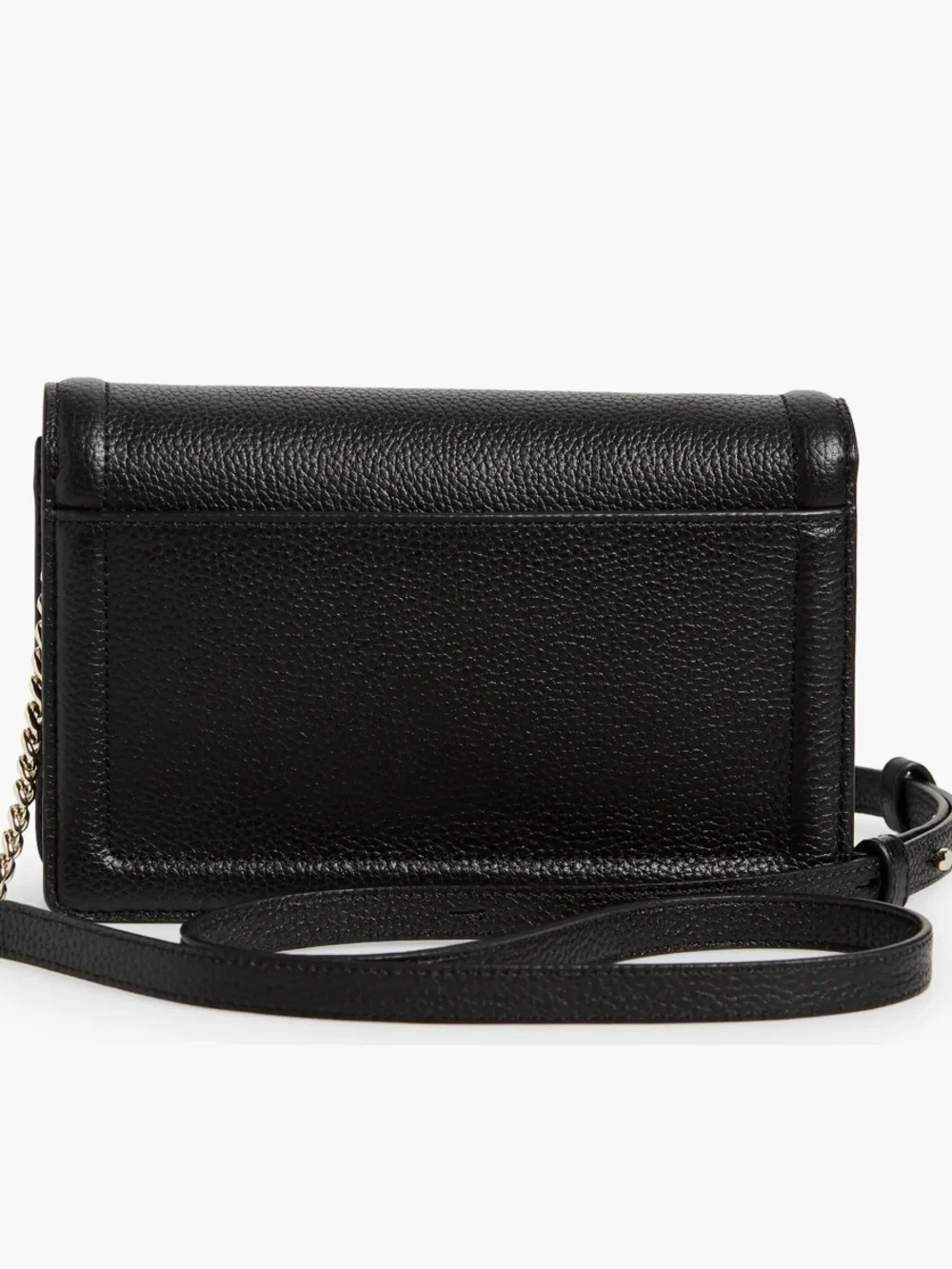 🆕 KATE SPADE black crossbody pebbled leather bag purse  gold chain adjustable